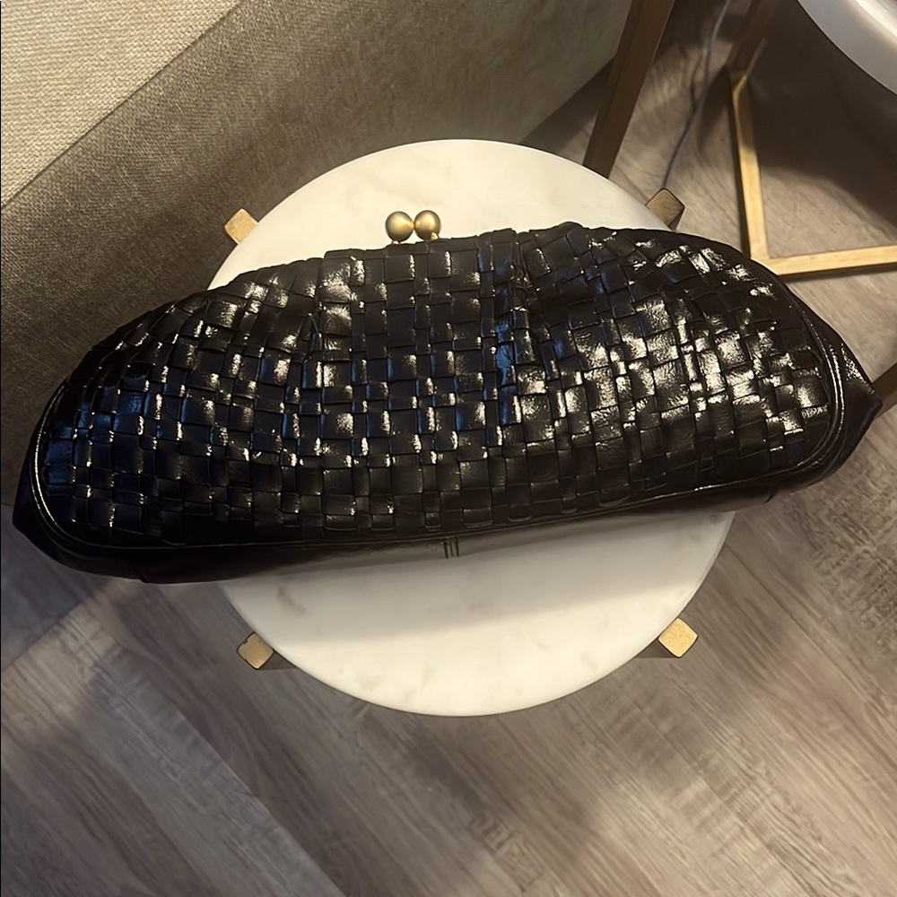 Used Elliot Luca Black Woven Leather Clutch